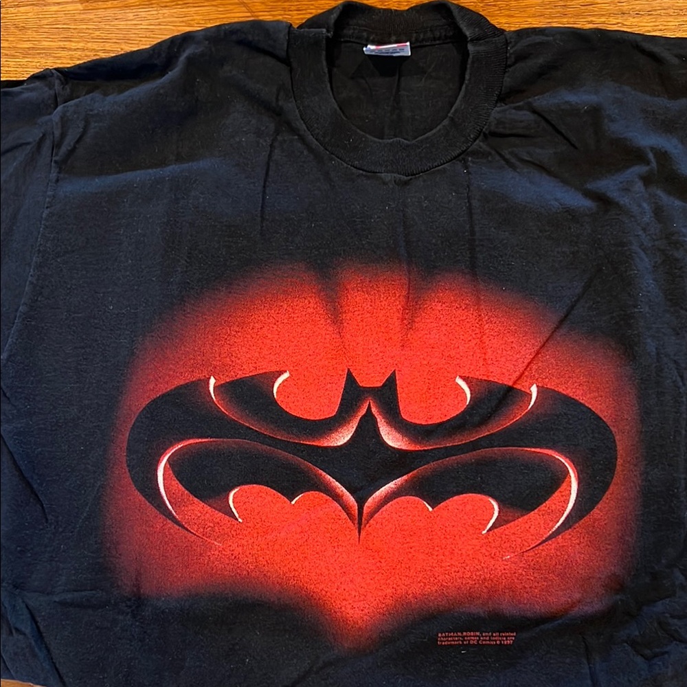 Never worn/stored since the 90’s. 
DC Comics Black and Red Batman T-shirt